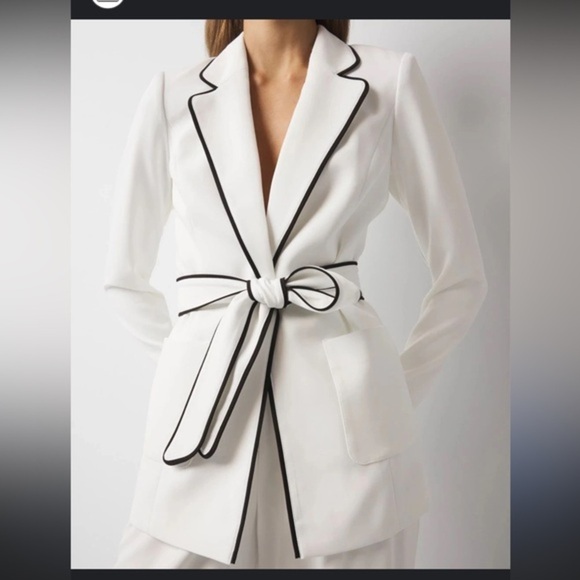 White House Black Market Jackets & Blazers - White House Black Market White Blazer with Black Piping